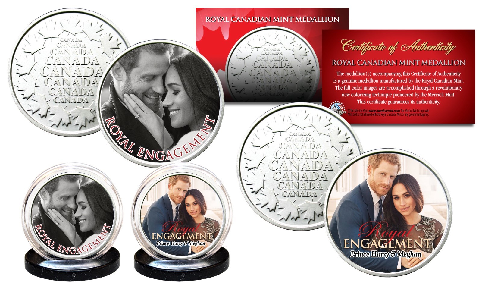 PRINCE HARRY & MEGHAN MARKLE Royal Engagement RCM Medallion Official 2-Coin Set