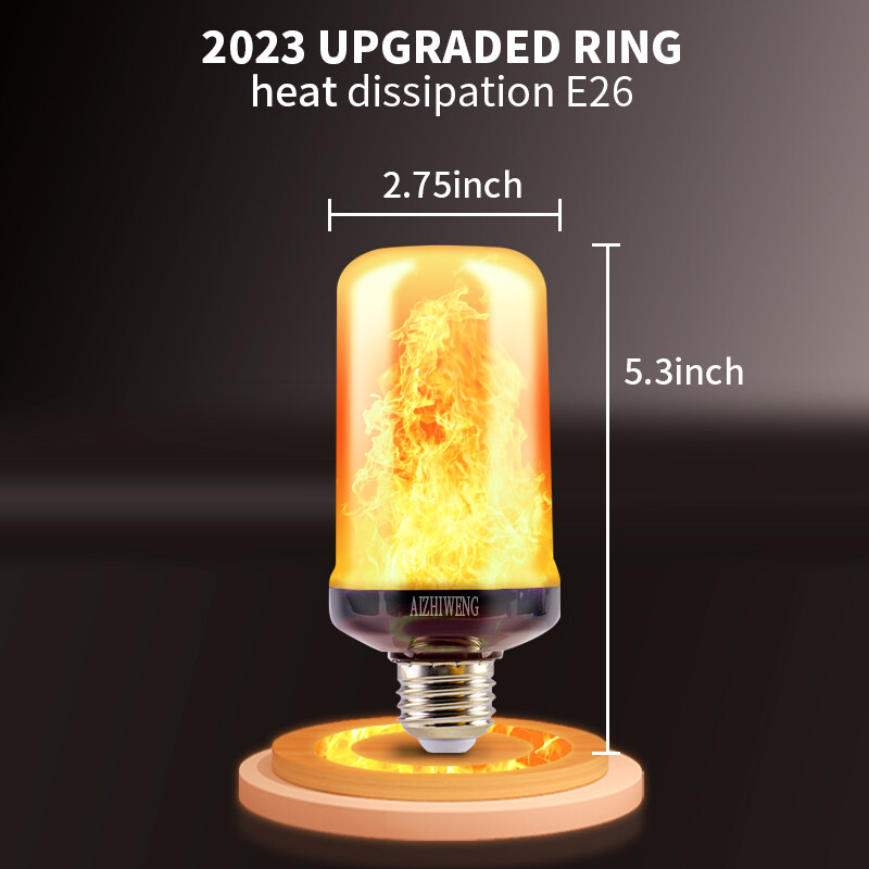 Led Flame Light Bulb, 2 Pack E26 Flickering Light Bulbs with 4 Modes Flickering