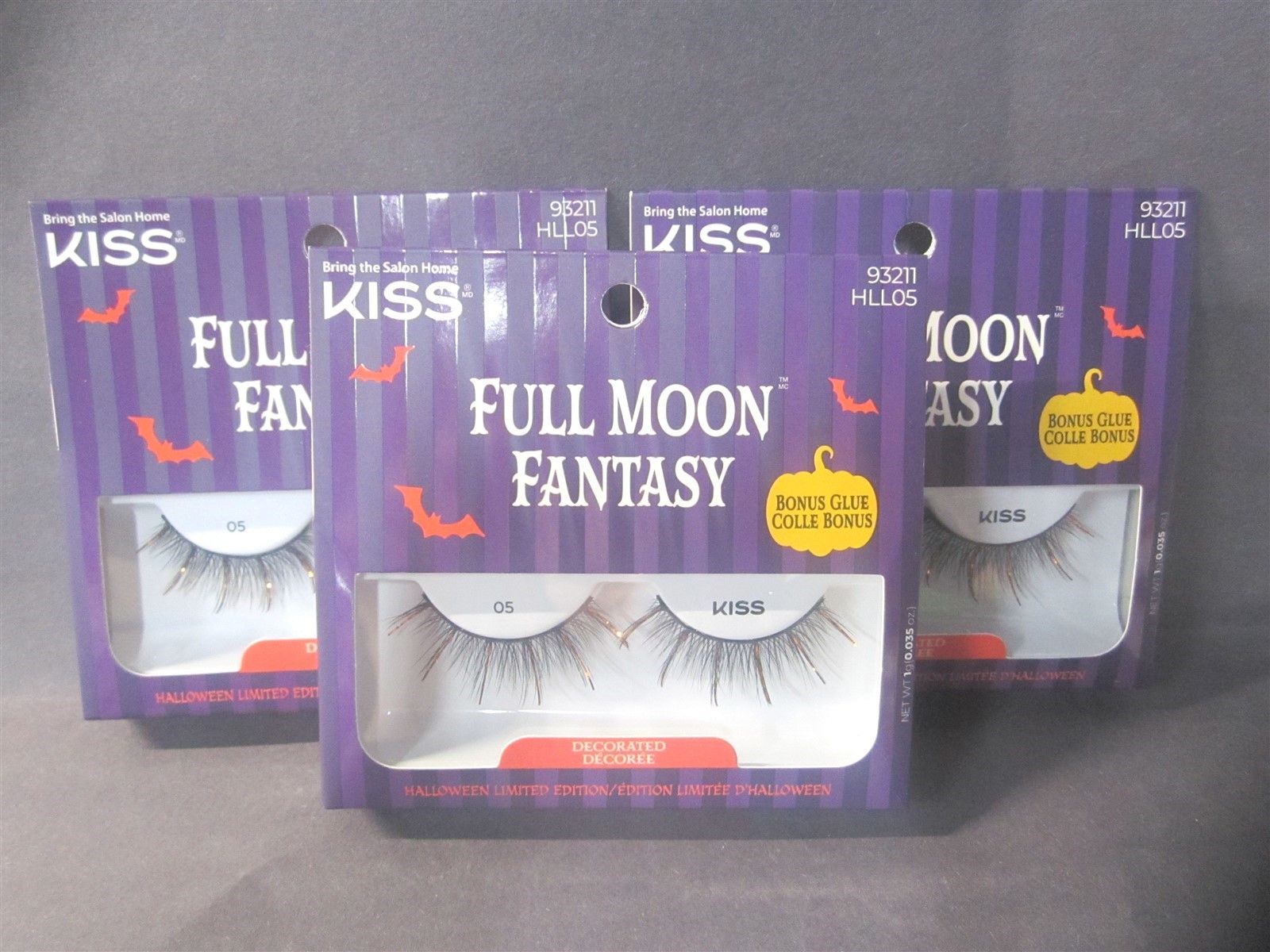 Kiss Full Moon Fantasy Phantom Flutter 12-14mm False Eyelashes - Lot of 3