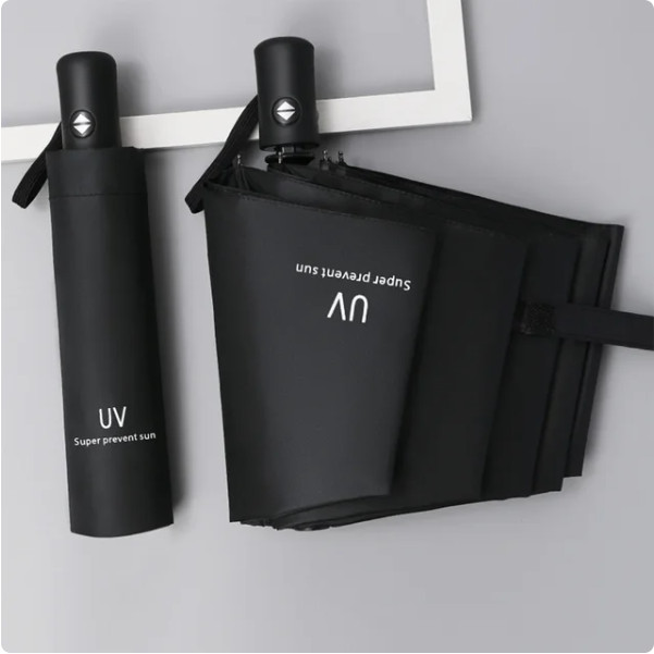 Automatic Black Umbrella Anti-UV Sun/Rain Windproof 3 Folding Compact Umbrella