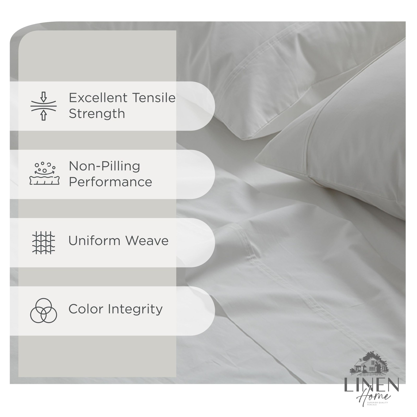 Linen Home 100 Cotton Percale Sheets Full Size, White, Deep Pocket, 4 Pieces ...