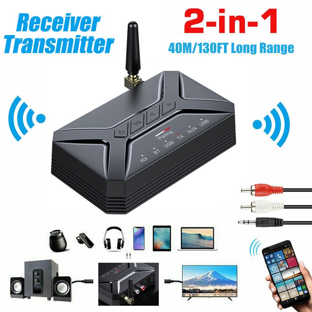 Long Range Bluetooth A2DP/AVCDP Transmitter& Receiver Adapter W/ Charging Cable