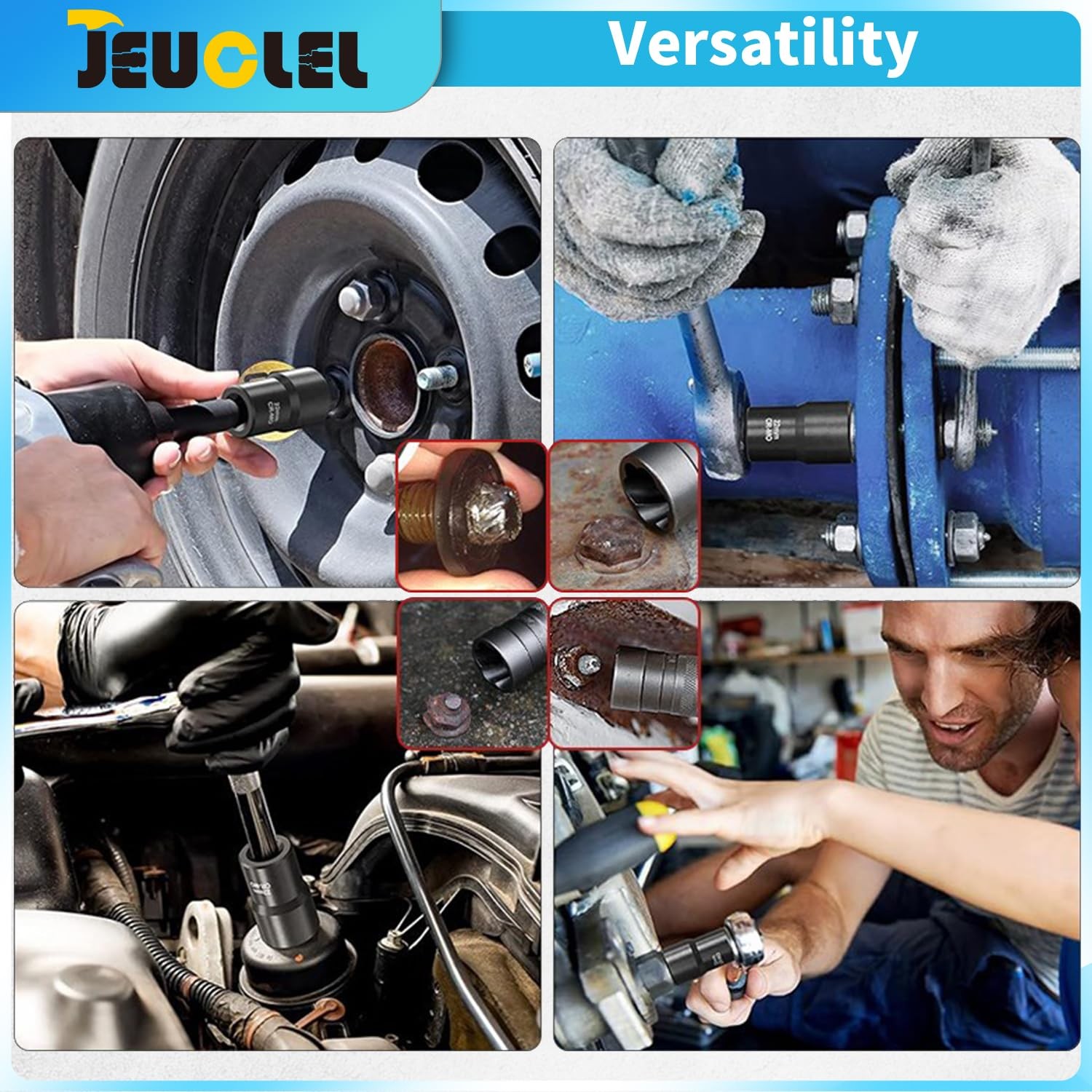 6PCS Twist Lug Nut Socket Set - 1/2 inch Drive Damaged Nut Lock Remover Extra...
