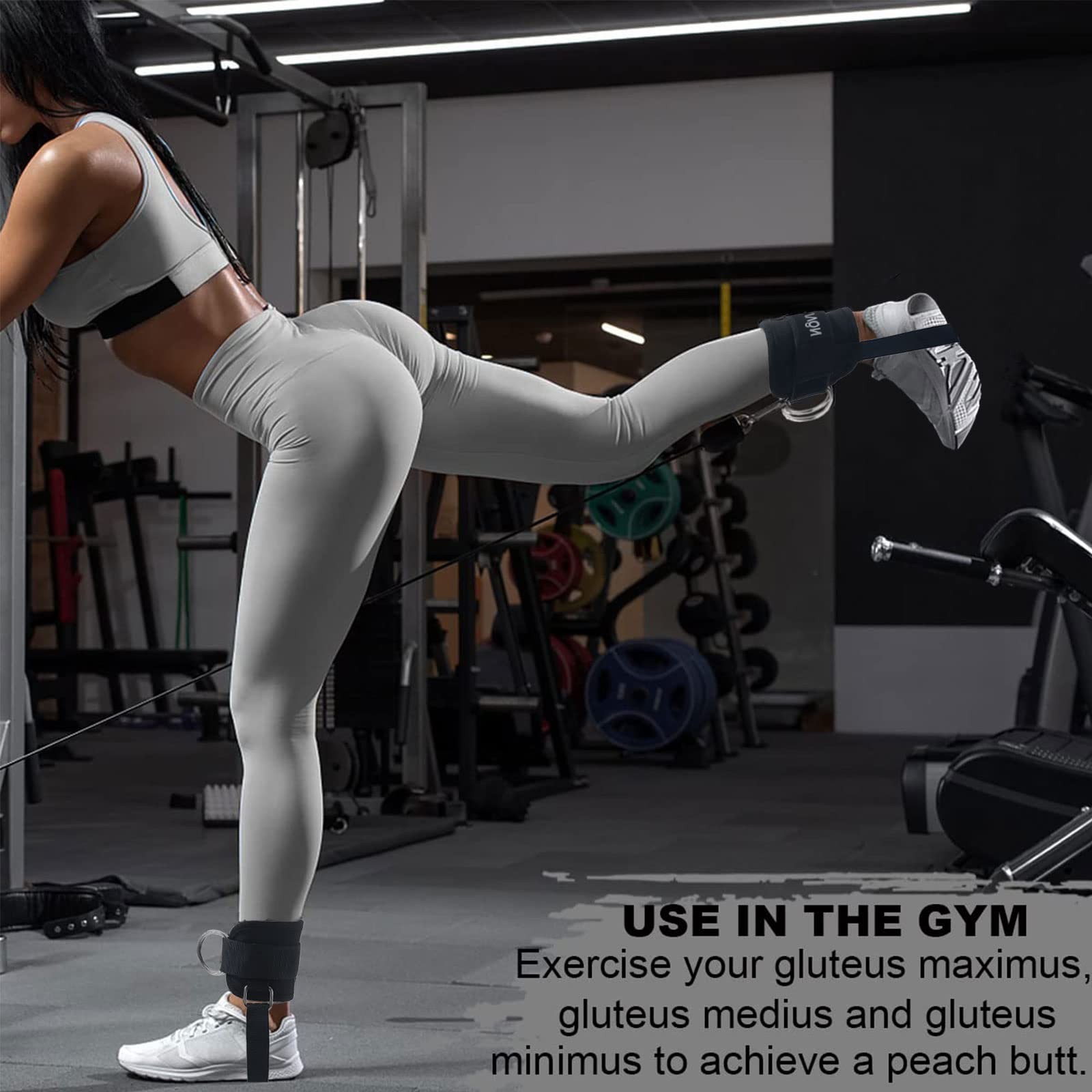 Ankle Straps for Cable Machines Kickbacks - Glute Workout Cuffs Padded