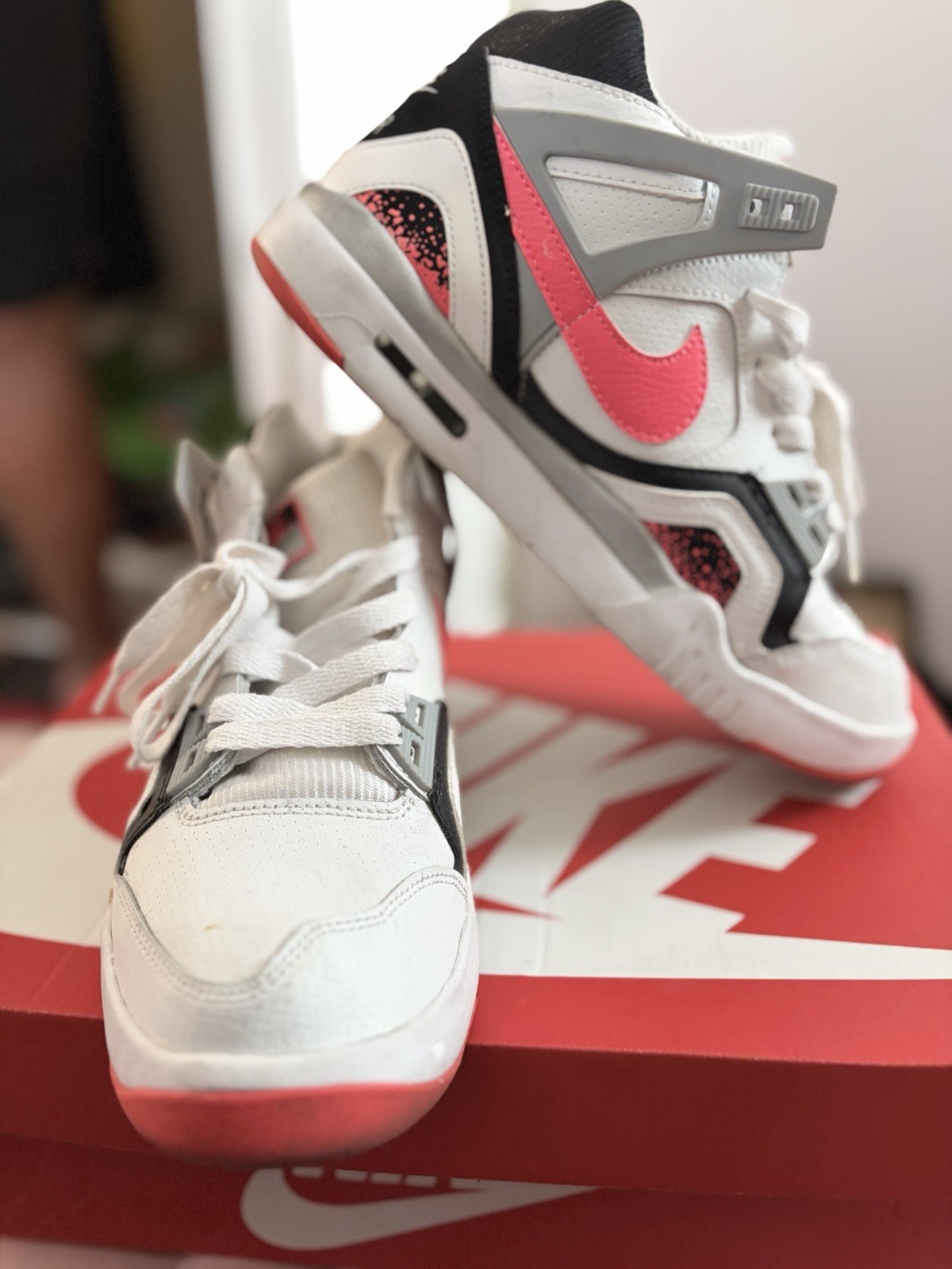 Nike Teens Colorblock High Top Lace-Up Athletic Sneakers White Orange Black Gray