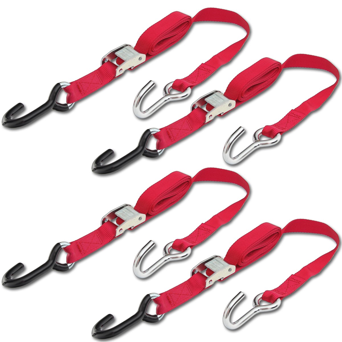Progrip Powersports Motorcycle Tie Down Straps Lab Tested (4 Pack) Red