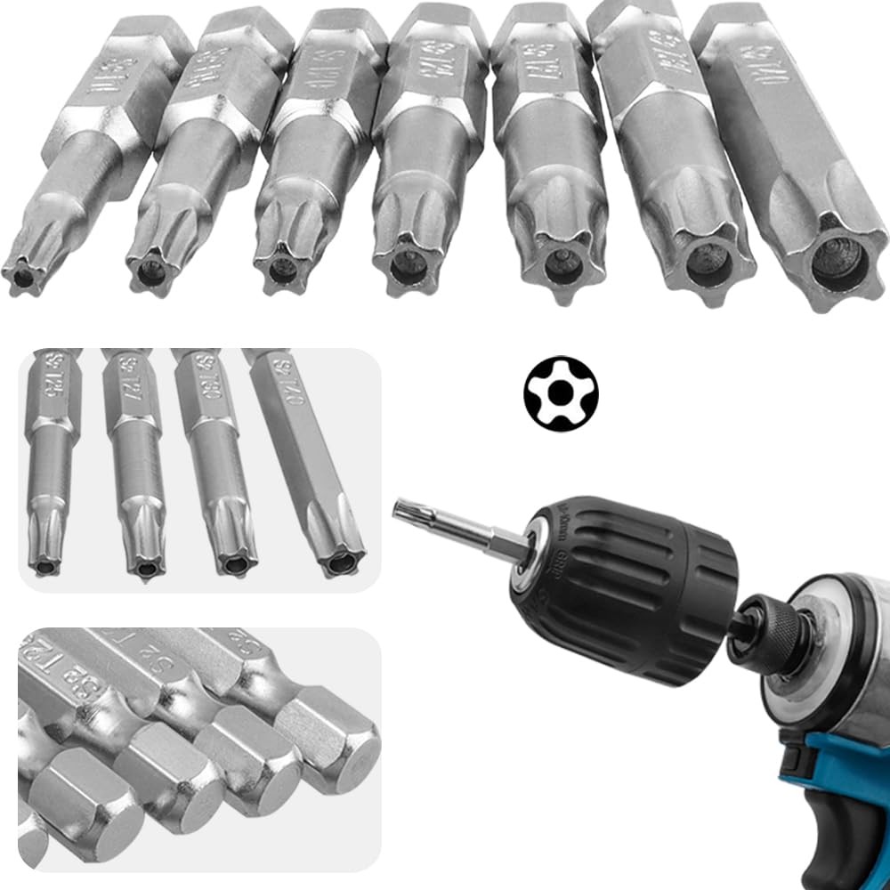 14Pcs 5 Point Torx Security Bits Magnetic 5 Point Star Tamper Proof Bit Set 1/4"