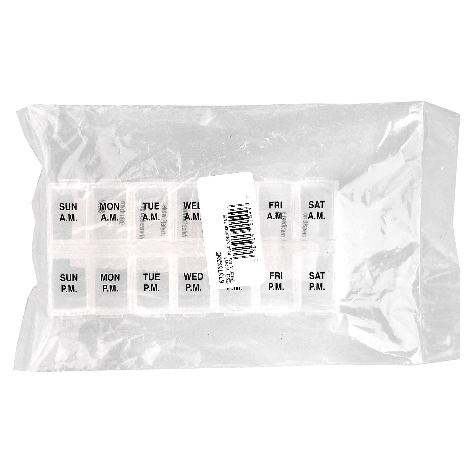 Weekly AM/PM Pill Reminder, Natural, 1 Count