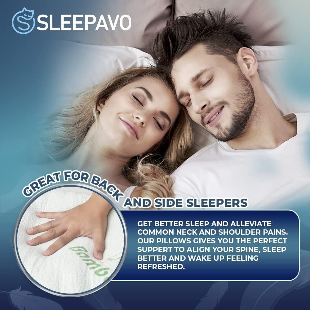 Shredded Memory Foam Pillow Queen Size - Cooling Bed Pillow for Sleeping