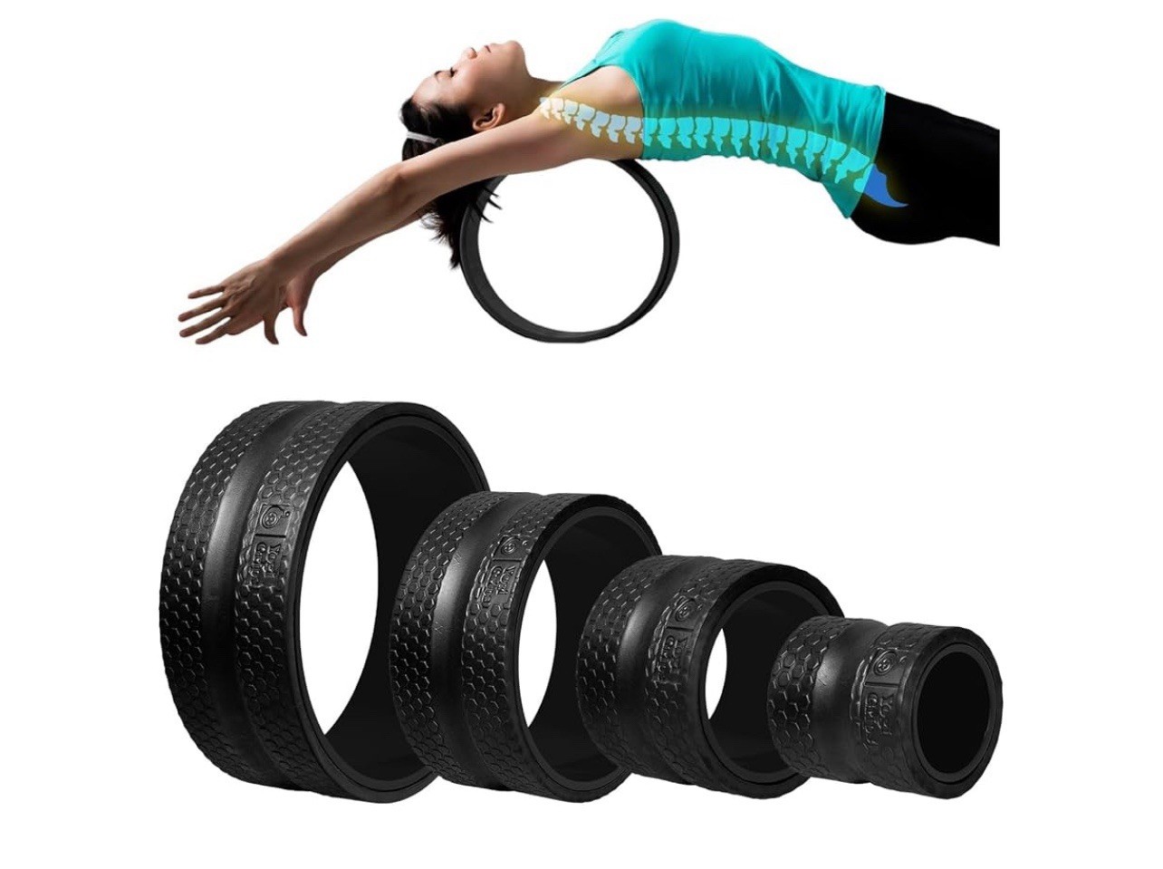 Yogi Roller Wheel Foam Padded Stretching And Back/Neck Pain Relief Set of 4 NEW