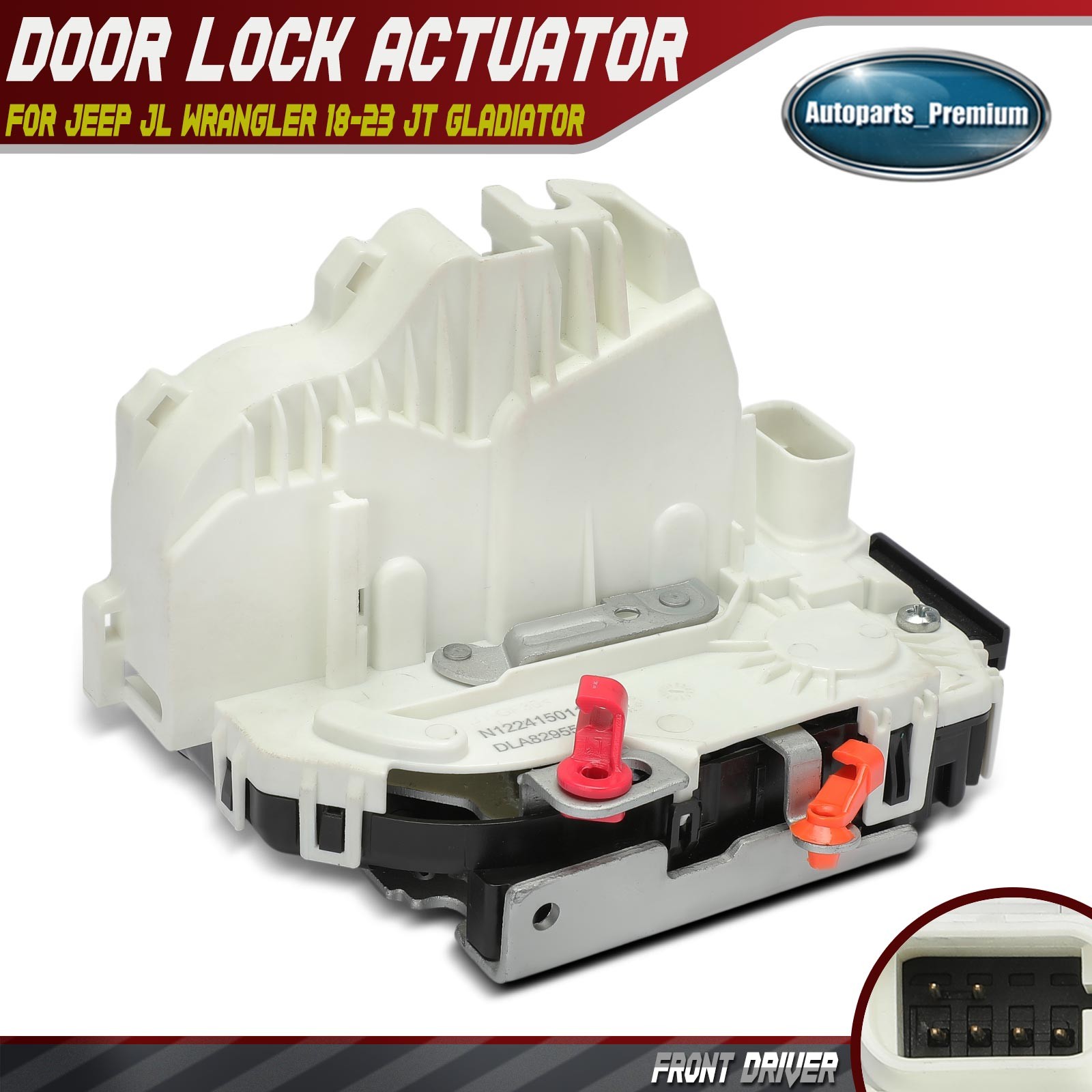 Front Driver Door Lock Actuator for Jeep JL Wrangler 18-23 JT Gladiator 20-24
