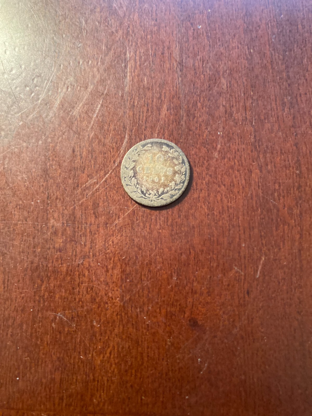1901 Netherlands 10 Cents 64% Silver Key Date