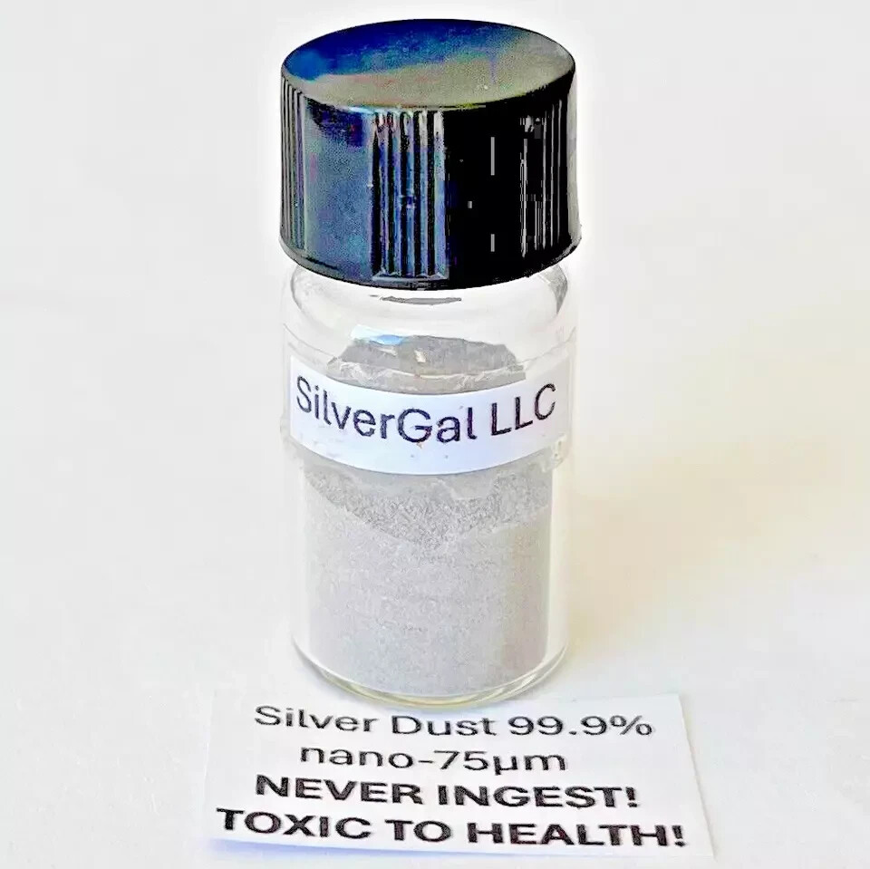 Silver 10 g ULTRA FINE  .999 (nano-75μm) metal dust micron size colloidal gram