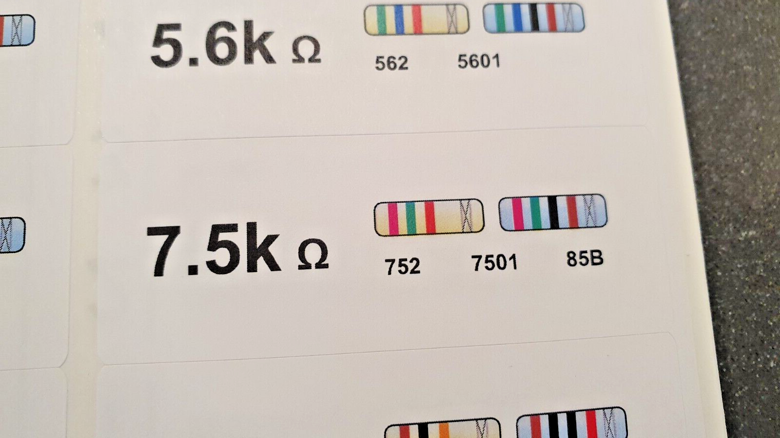 Resistor Organization Sticker System - Color Coded