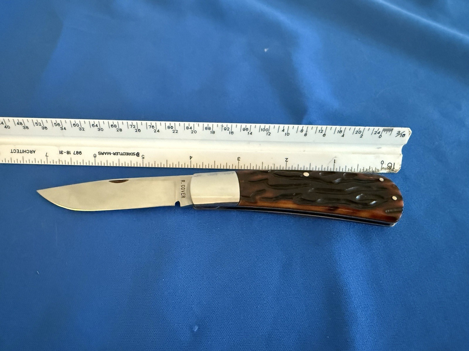 Custom Ray Cover Stag Handle Pocket Knife -- Mint and Unused