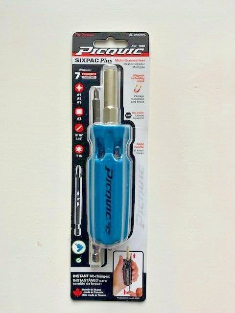 PICQUIC SIXPAC Plus Screwdriver Multi Bit with 7 Hex Powerbits - "Bright Blue"