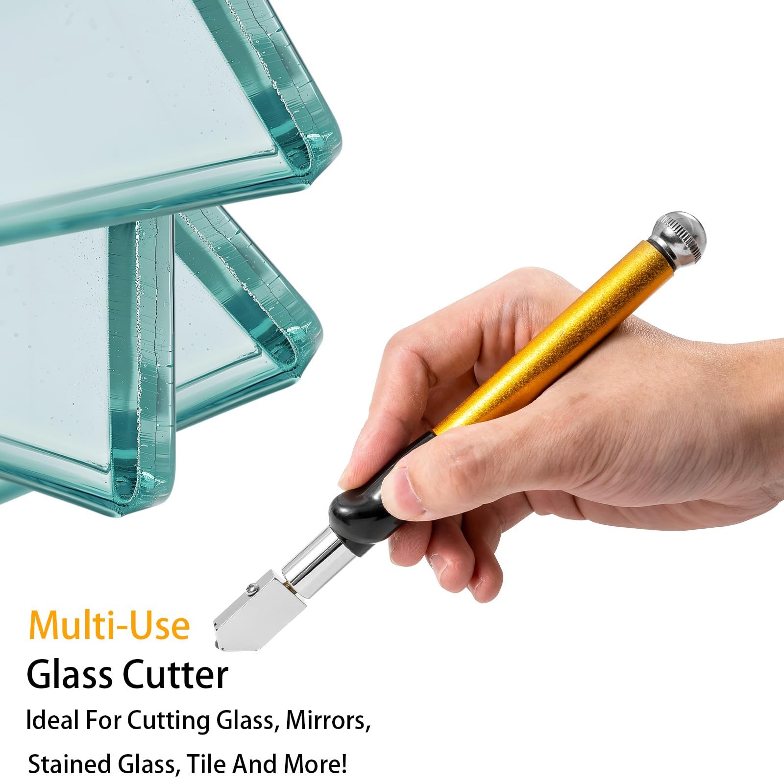 Circular Glass Cutter, Adjustable Circle Glass Cutting Tools, 360° Cutter Hea...