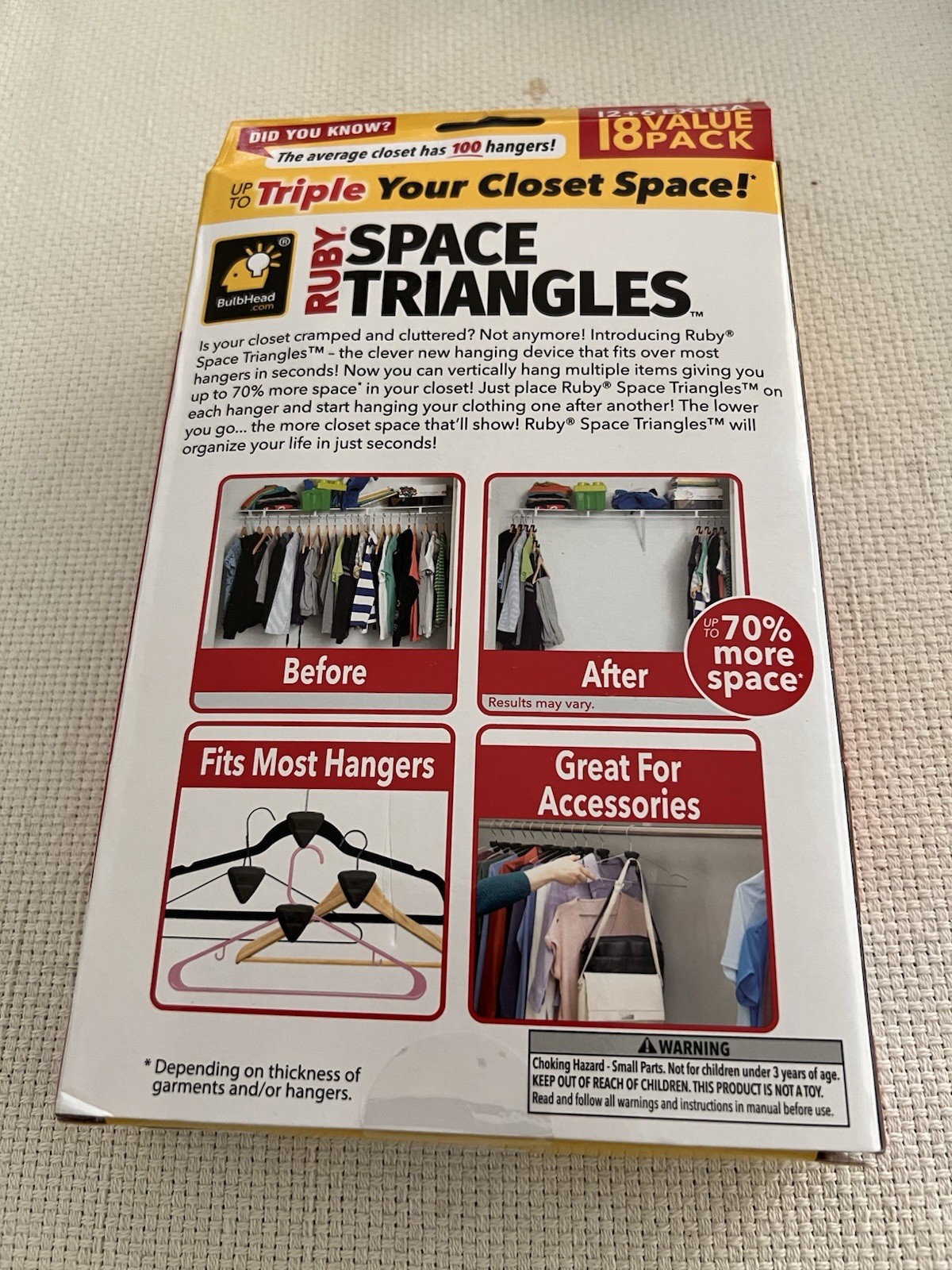 Ruby Space Triangles 18 Value Pack - Up To Triple Your Closet Space
