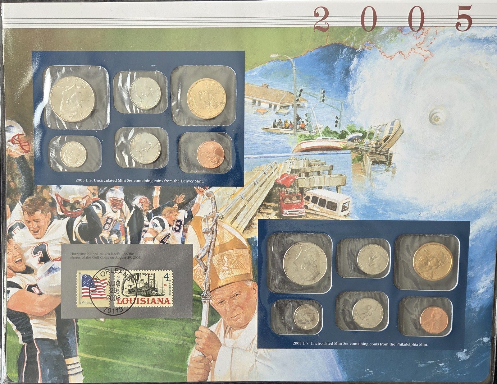 2005 P/D Uncirculated Postal Commemorative Society Coins & Stamps Mint Set