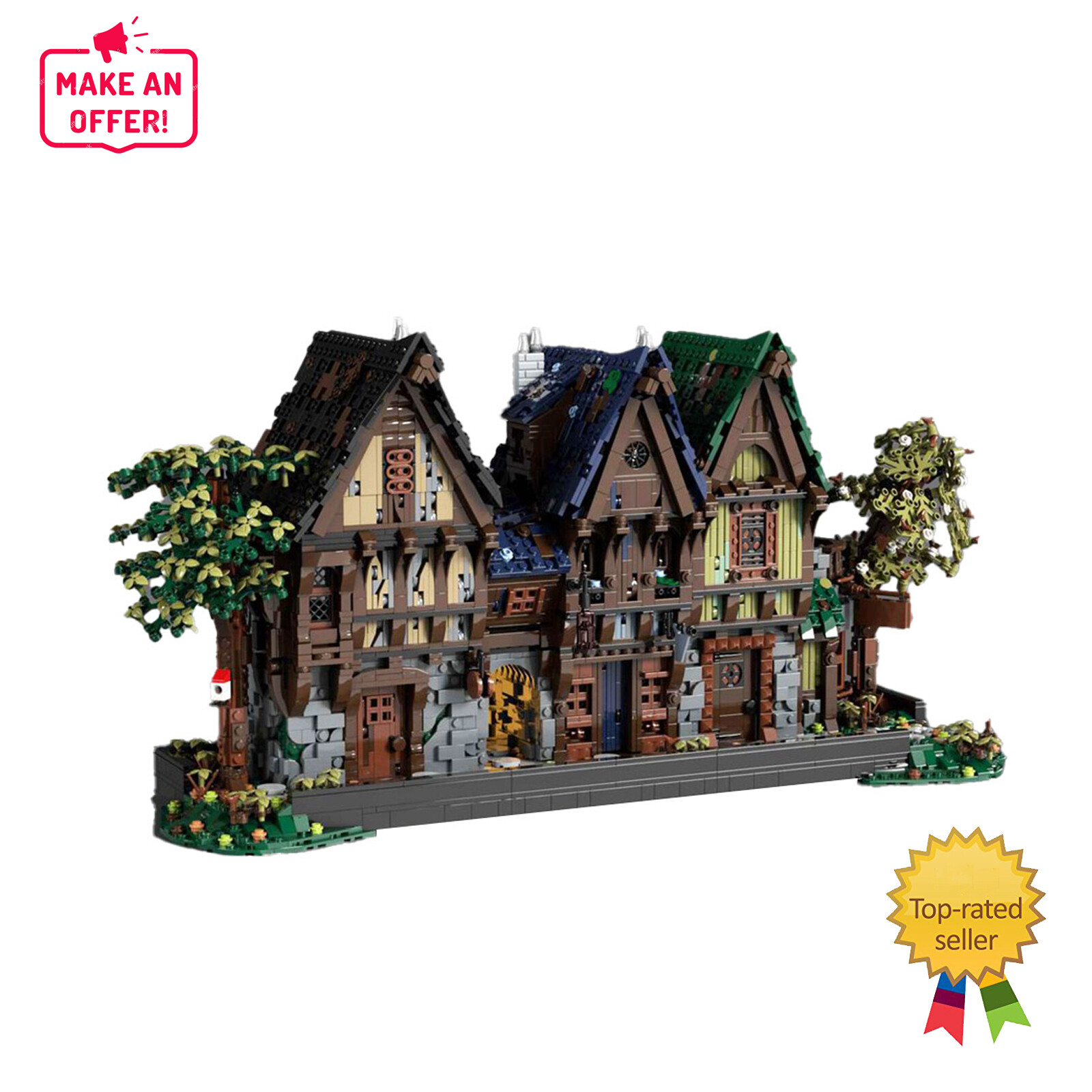 Medieval Modular Street Building Blocks Set DIY Model MOC Bricks Toys Collection