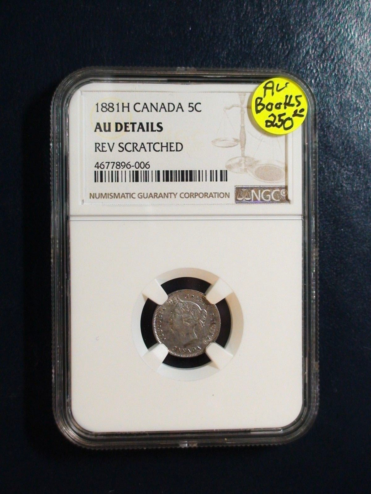 1881H Canada Five Cents NGC AU BETTER DATE SILVER 5C Coin BUY IT NOW!