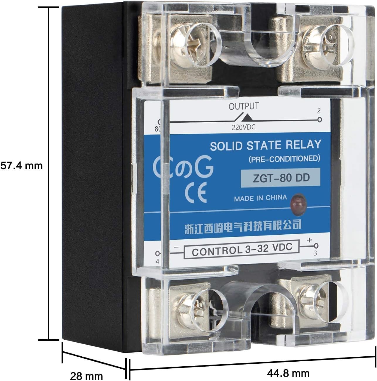 High Performance Solid State Relay SSR-80DD: DC Input 3-32VDC to Output 5-240VDC