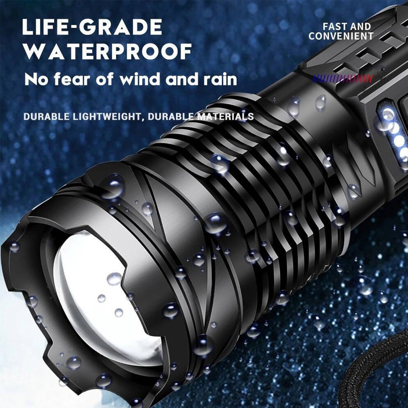 Rechargeable LED Flashlight Tactical Super Bright Torch Light 3 Lighting Color