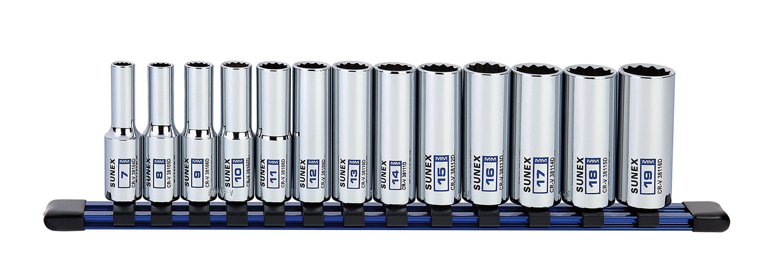 13piece 3/8 Drive Chrome Socket Rail 12pt Metric De