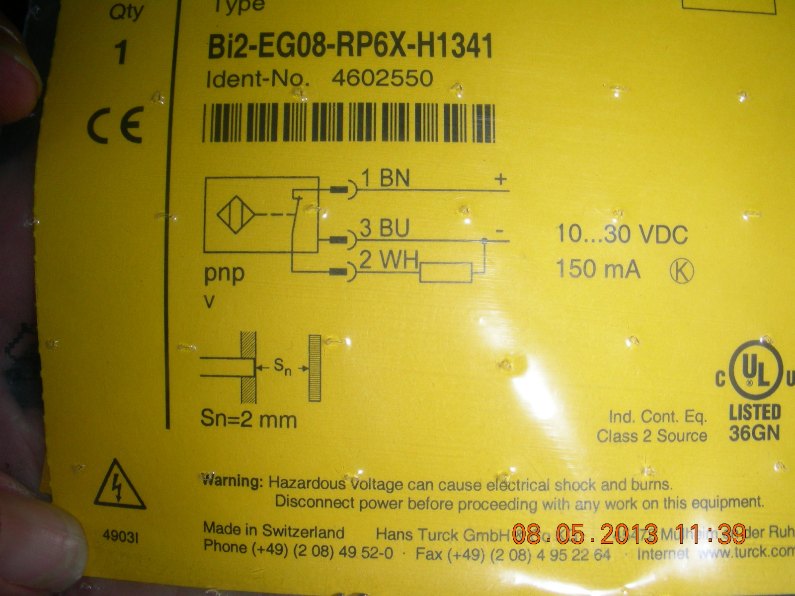 TURCK PROXIMITY SWITCH Bi2-EG08-RP6X-H1341