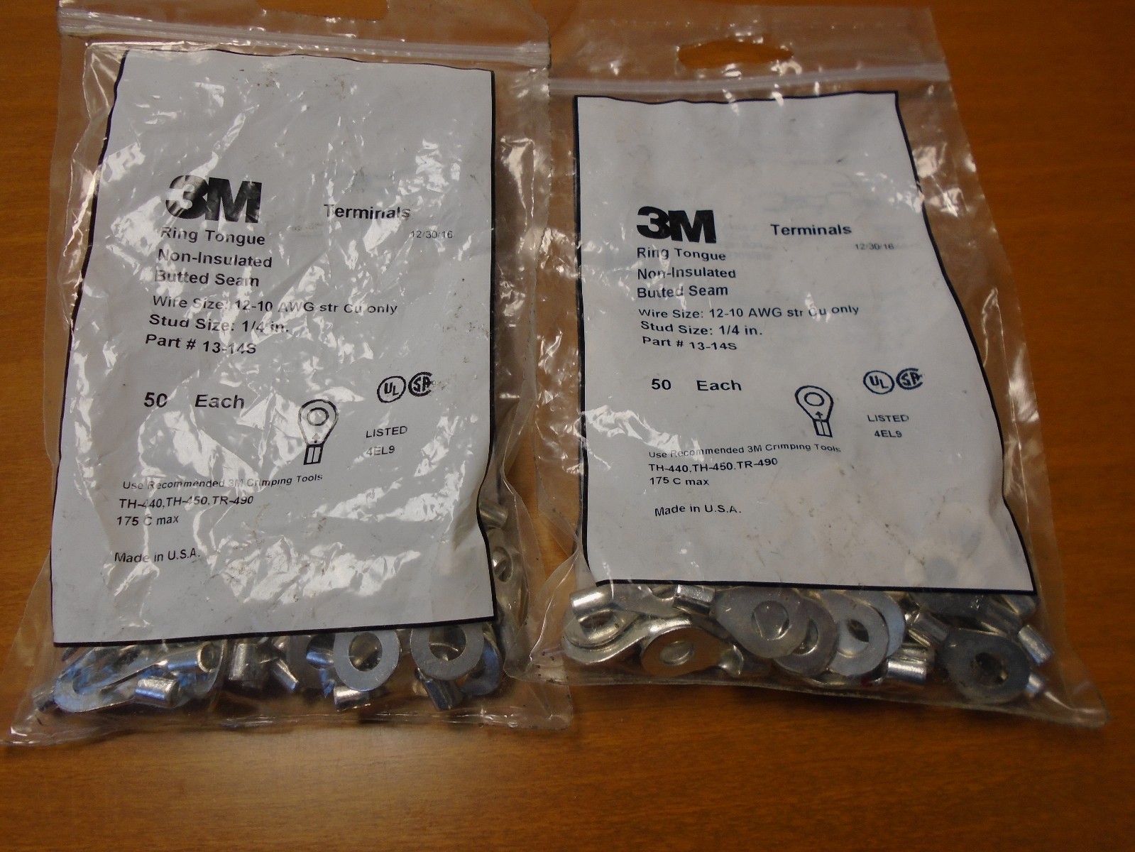 3M Ring Tongue, Non-Insulated Butted Seam # 13-14S, Lot of 100