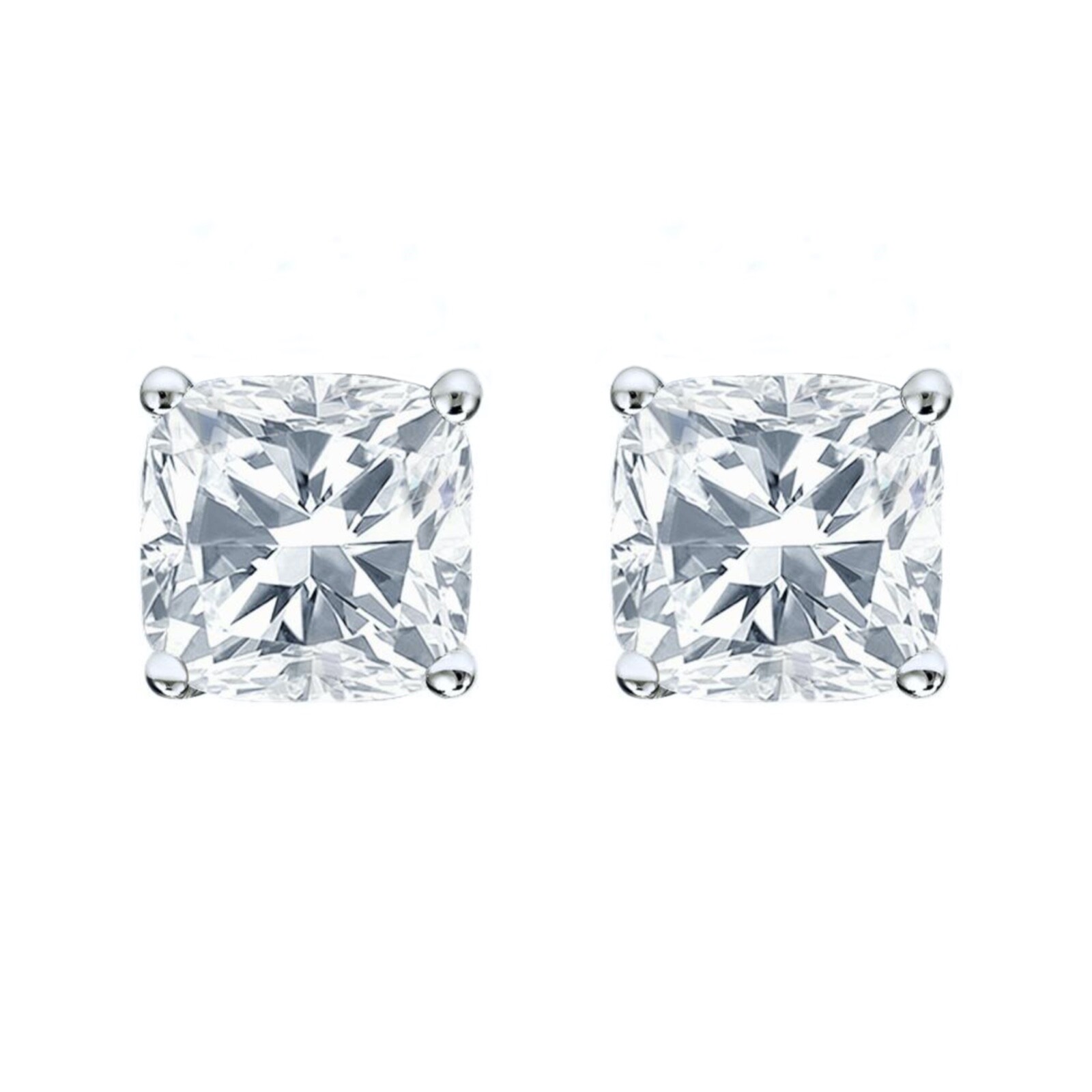 3 Ct Cushion Lab Created Grown Diamond Solid 950 Platinum Earrings Studs Screw