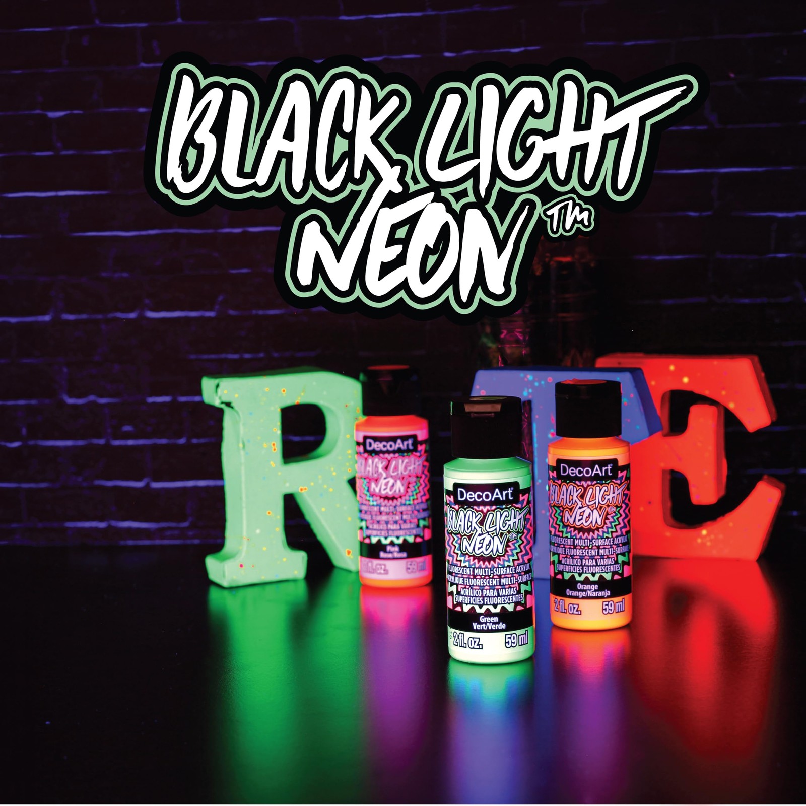 DecoArt Americana Black Light Neon Acrylic 2 Fl Oz (Pack of 6), Set 6
