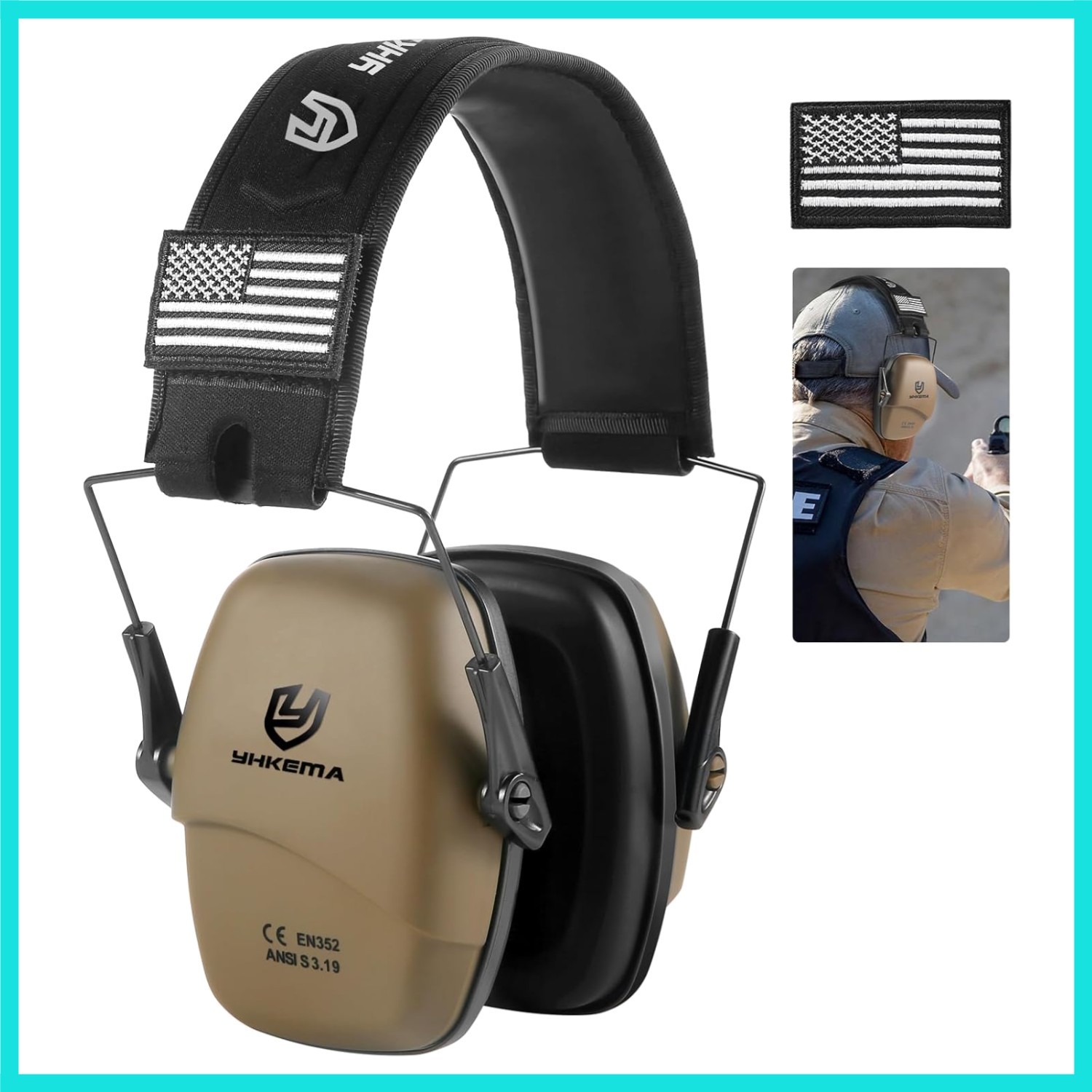 Tactical Shooting Ear Protection Earmuffs, NRR 26dB Passive Noise Reduction E...
