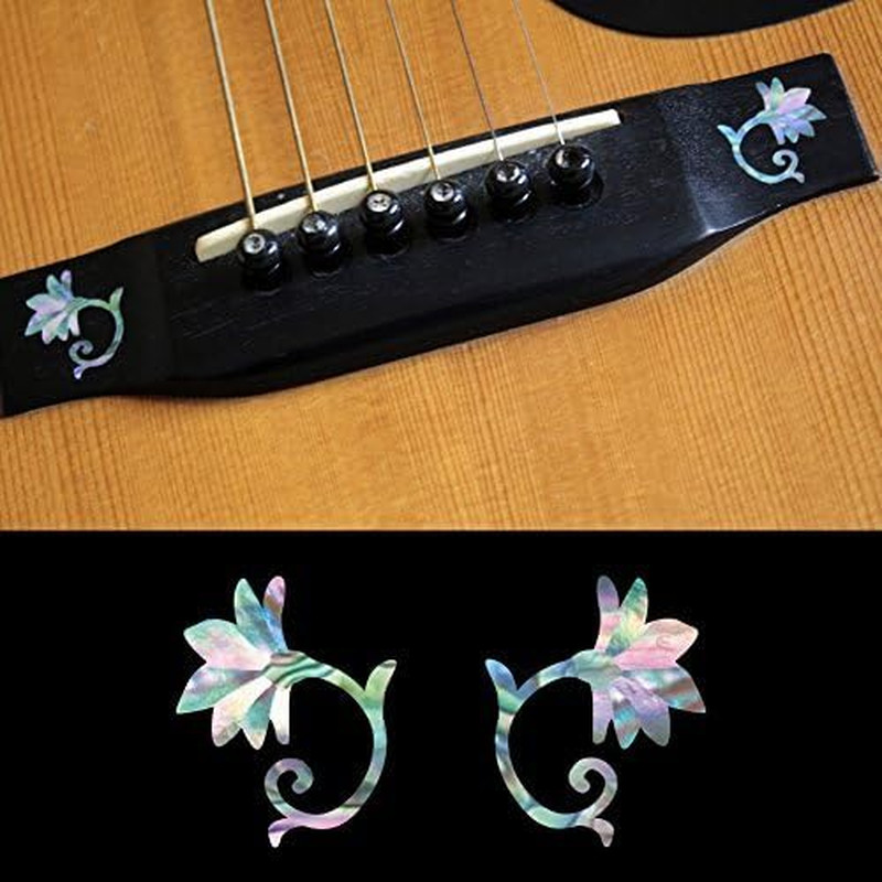 for Acoustic Guitar Bridge - Oriental Flowers (L&R Set) - Abalone Mix BS-219OF-M