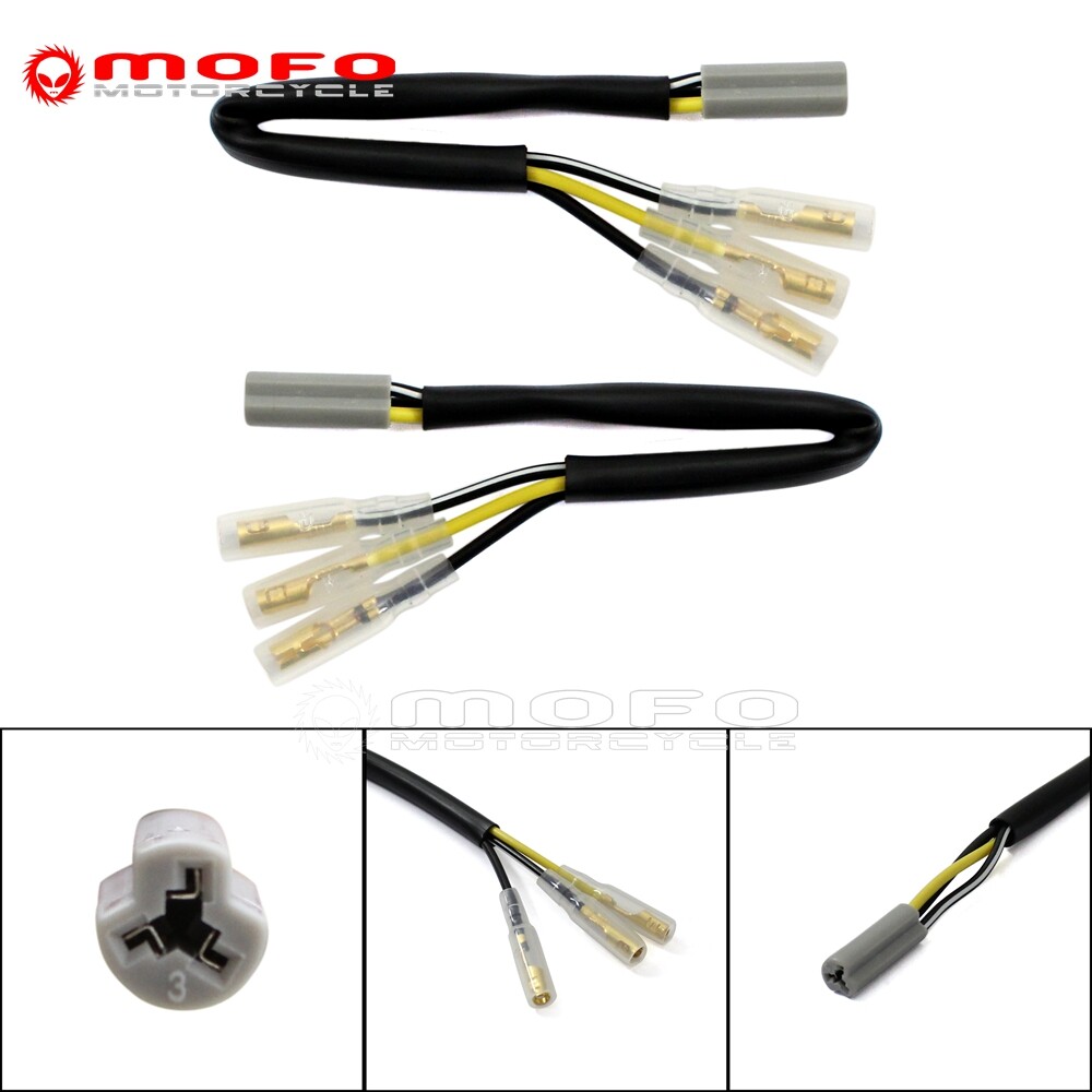 2x 3 Pin Turn Signal Adapter Plug Indicator Cables For Yamaha YZF R6 R1 R1S FZ6R