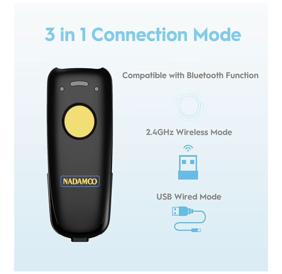 NADAMOO Wireless 2D Barcode Scanner Bur3149