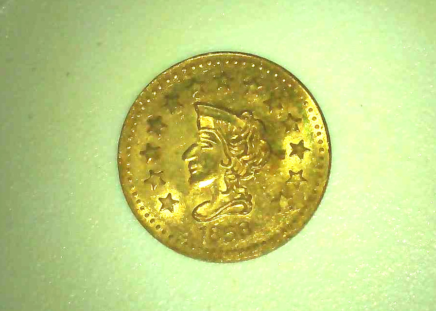 1858 California Gold Souvenir 1/2 Dollar Fractional Tokens Liberty Head