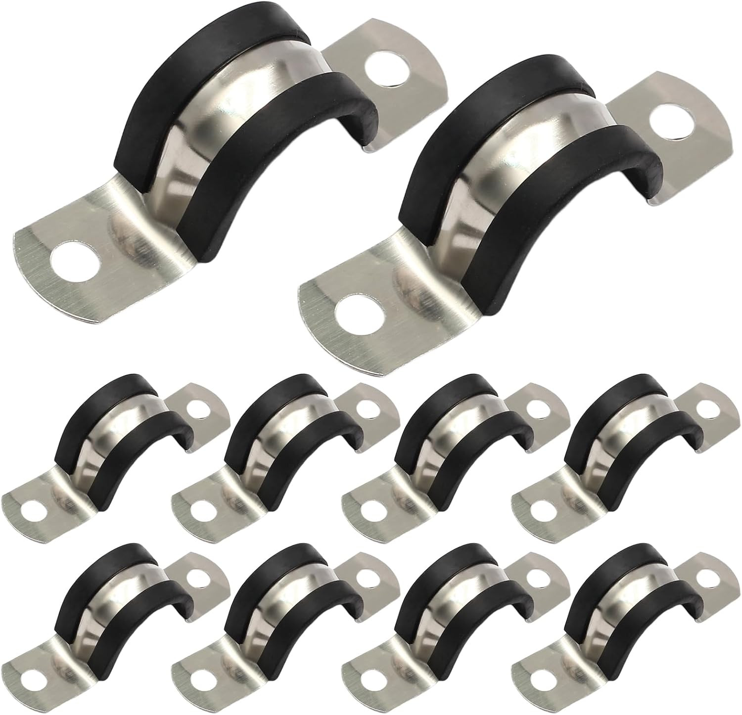 10PCS Reinforced Rigid Pipe Strap Clamp 3/4 Inch Conduit Clamp with Rubber Strap