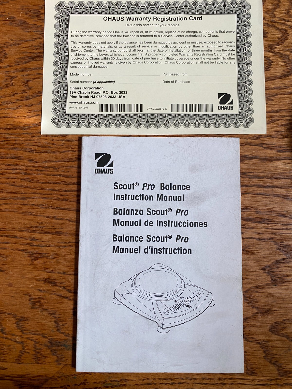 OHAUS SCOUT PRO BALANCE INSTRUCTION MANUAL