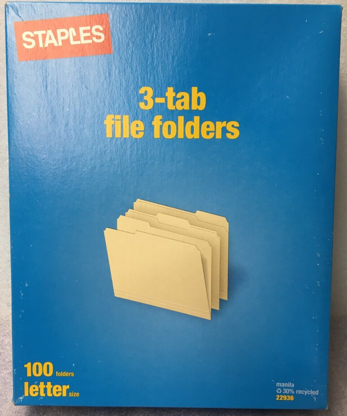 STAPLES 3 Tab File Folders 100