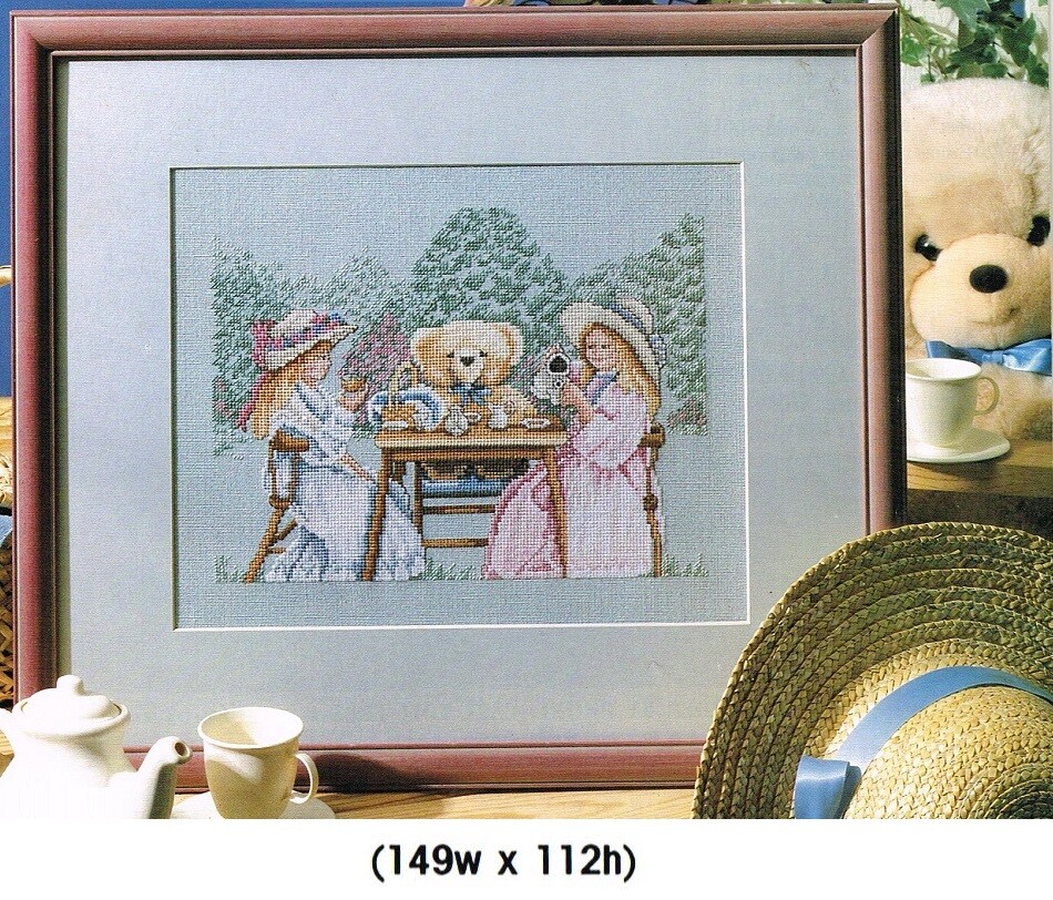 TEDDY'S TEA PARTY  CROSS STITCH PATTERN  ONLY  -  TL   AUY