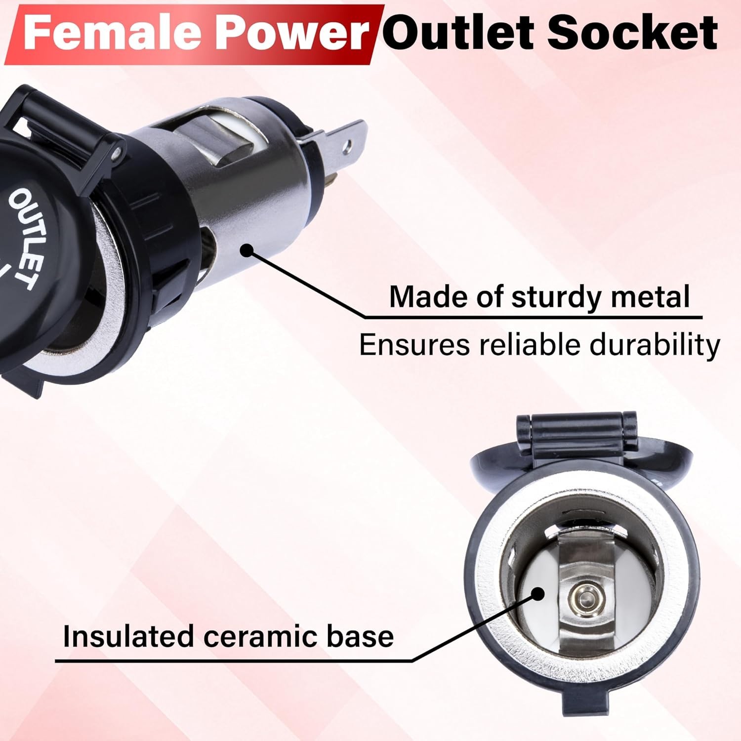 2 PCS Car Cigarette Lighter Socket, Cigarette Lighter Replacement | 12 Volt F...