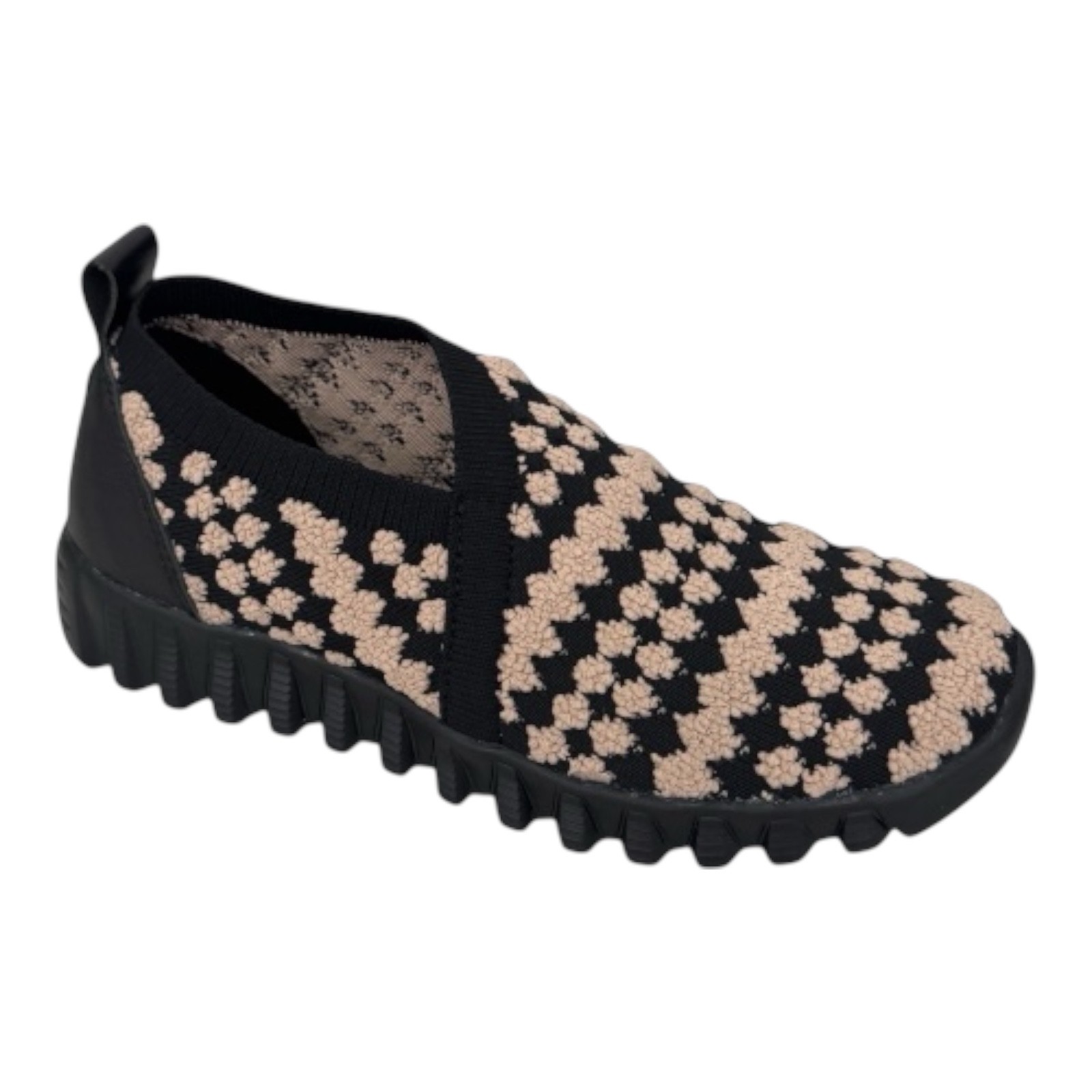 Bernie Mev Amie Slip-On Shoes Black Blush Stretchy Comfort Woven Travel - NWB