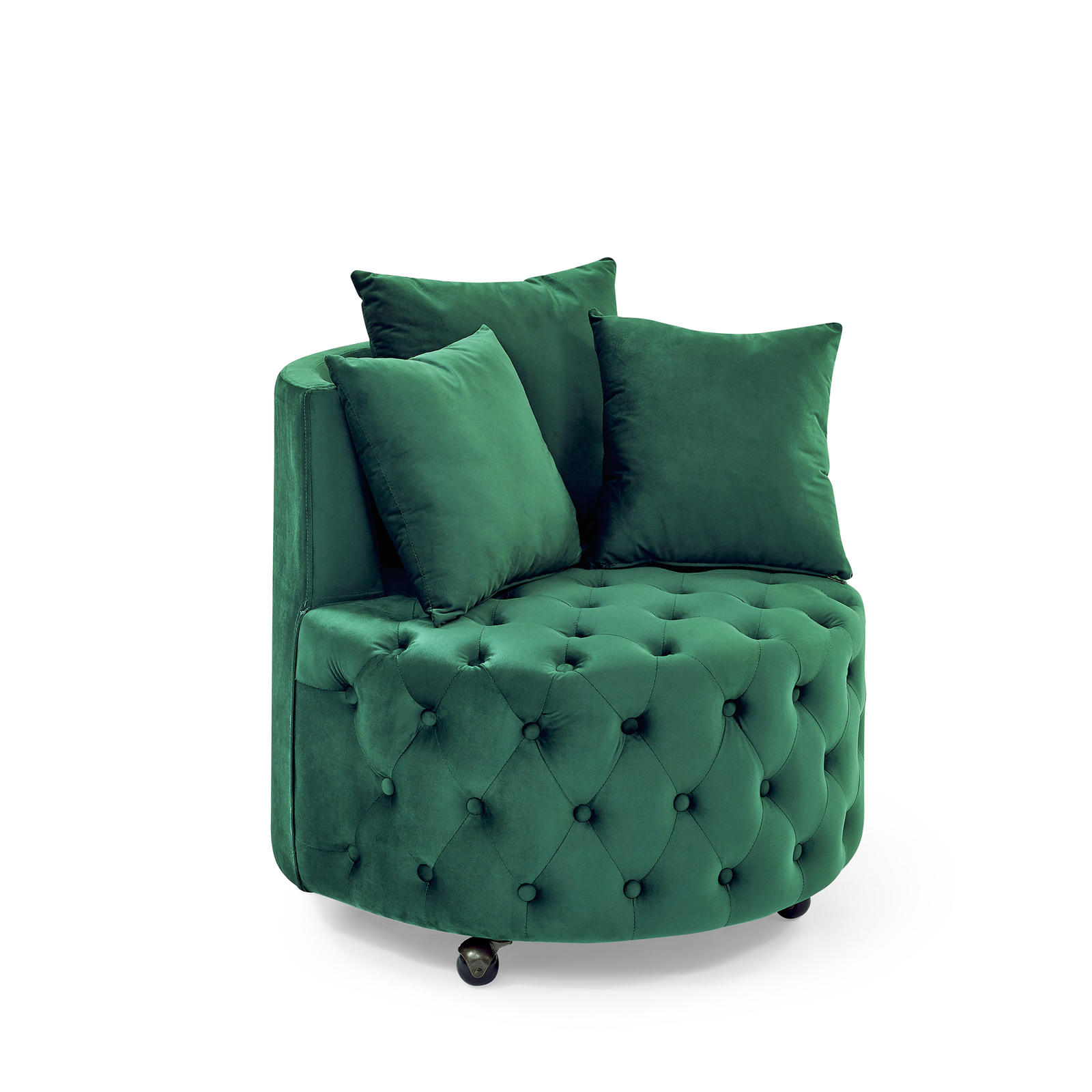 Velvet Upholstered Accent Chair Sofa Lounge Club Round Chair Living Room Green