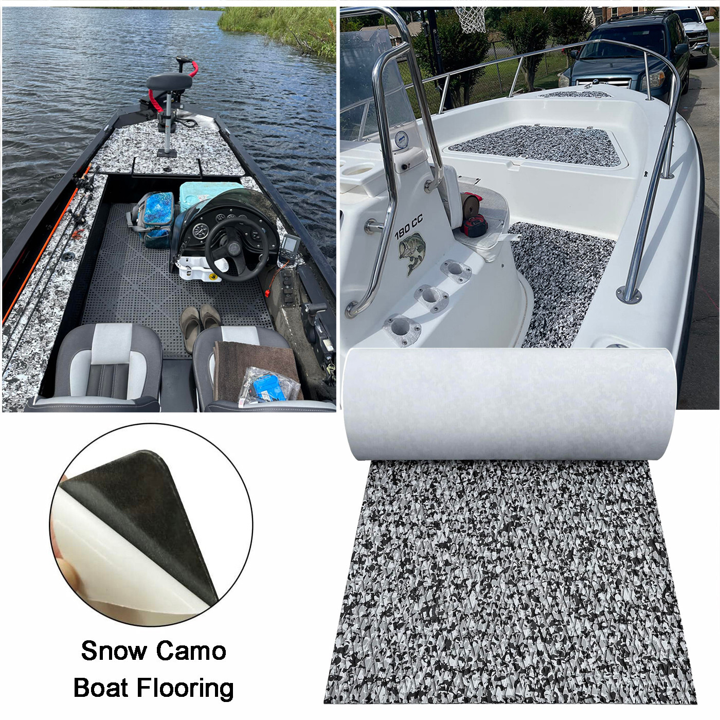 Camo Boat Flooring EVA Foam Boat Decking Sheet 94"×23" Diamond Grip Deck Mat Pad