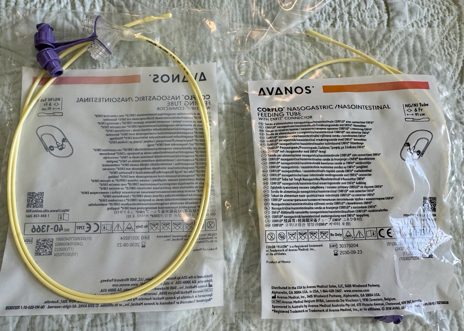 x4 Avanos Corflo 6 Fr 56 cm Nasogastric/Nasointestinal Feeding Tube New