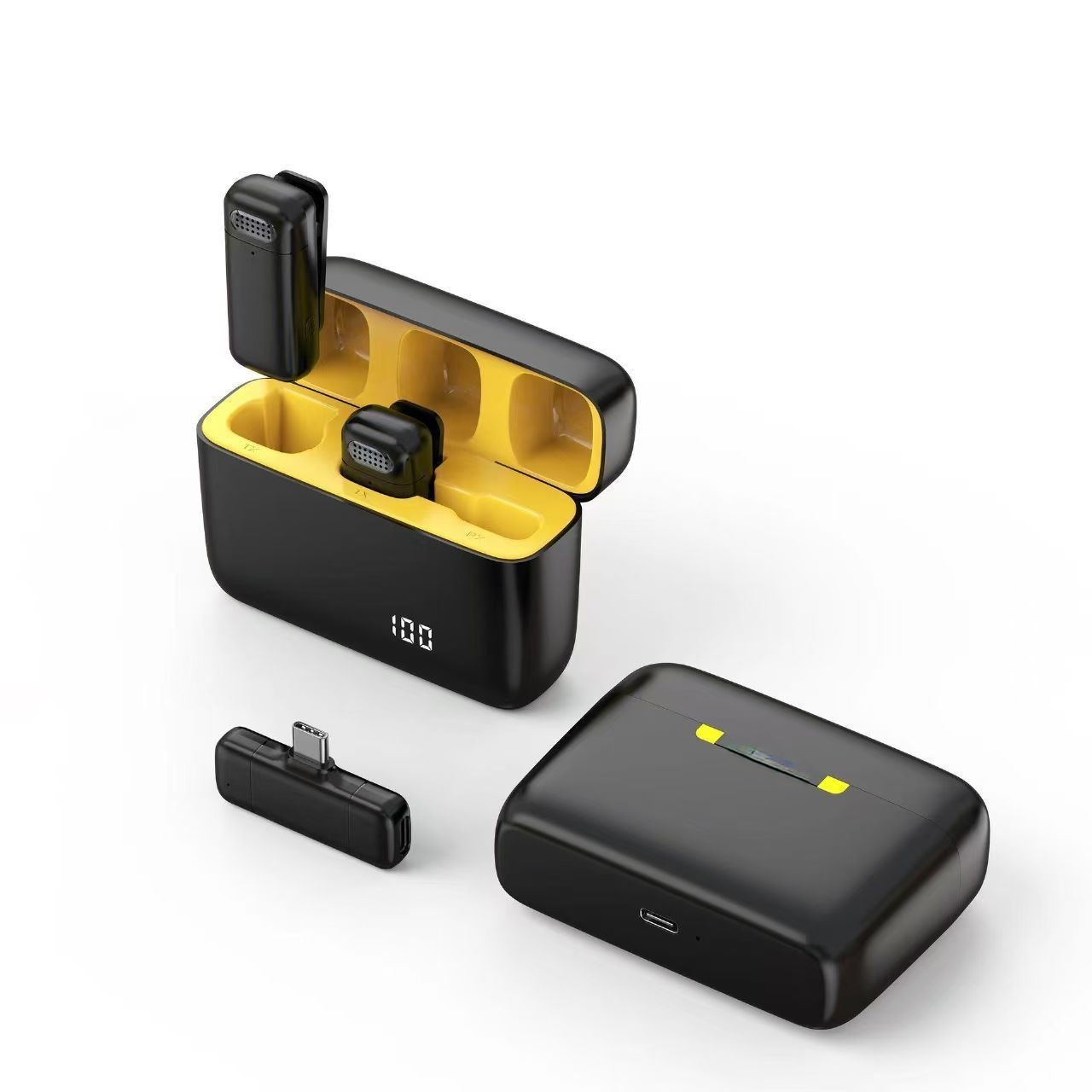 Wireless Microphone Lapel Lavalier Mic & Charging Case for iPhone 16/15 Samsung