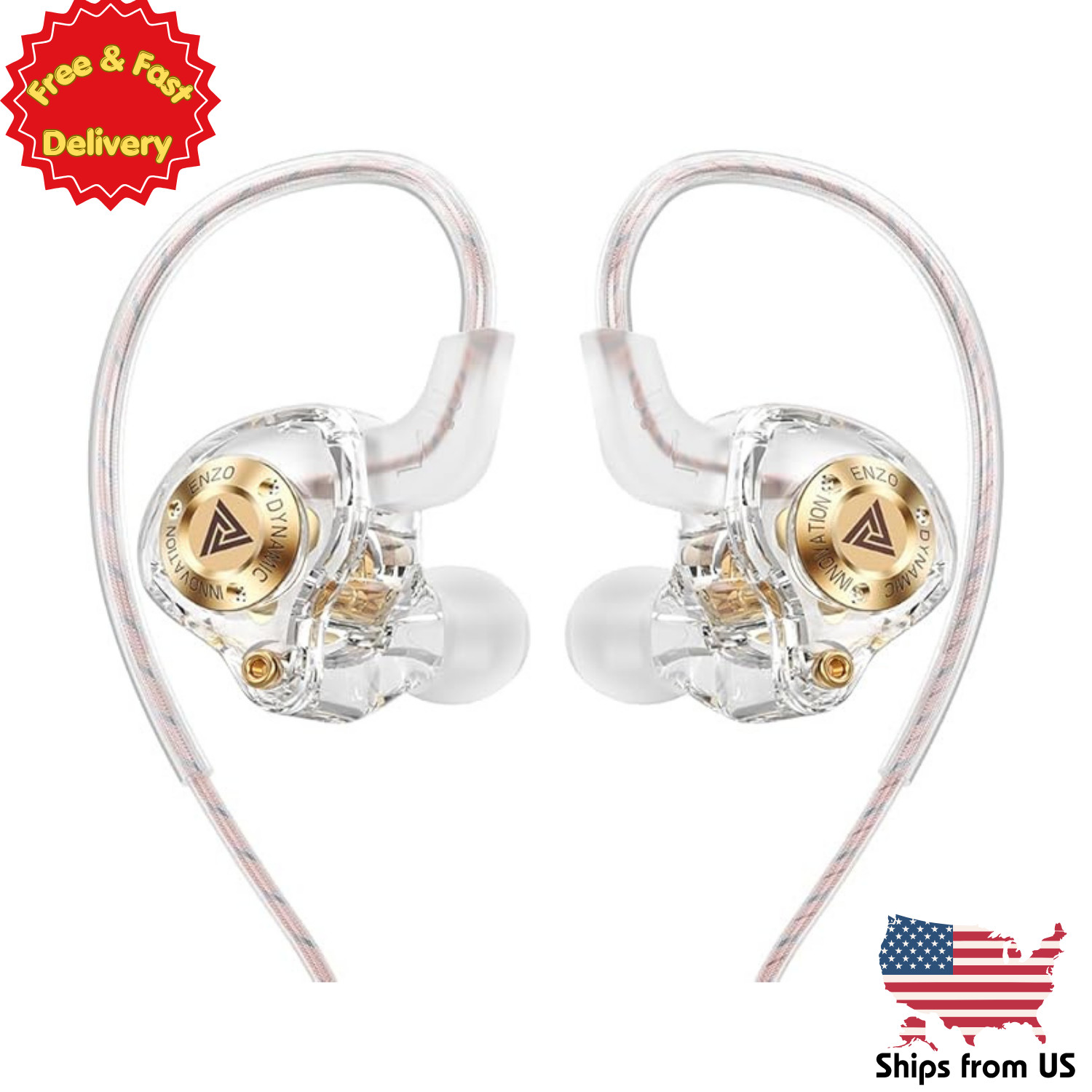 Piluyaa Wired Gaming Headphones IEM Earphones with 1DD，QKZ ENZO in Ear Monitor