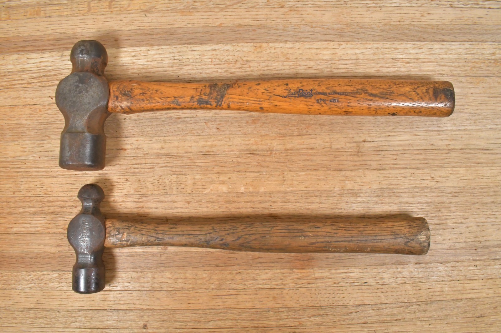 (2) Vtg Blue-Point Ball Peen Hammers 48oz & 16oz Made in USA