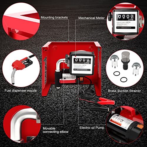 12v Dc 155w Automatic Electric Transfer Fuel Pump Meter Large Flow With Crocodil